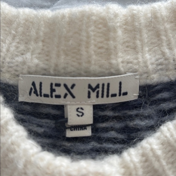 Alex Mill Fair Isle Button-Front Cardigan in Light Blue, Navy & Cream - Picture 2 of 8